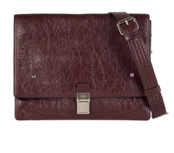 Single Flap Crossbody Bag, Leather, Burgandy, MII, S/DB, 3*
